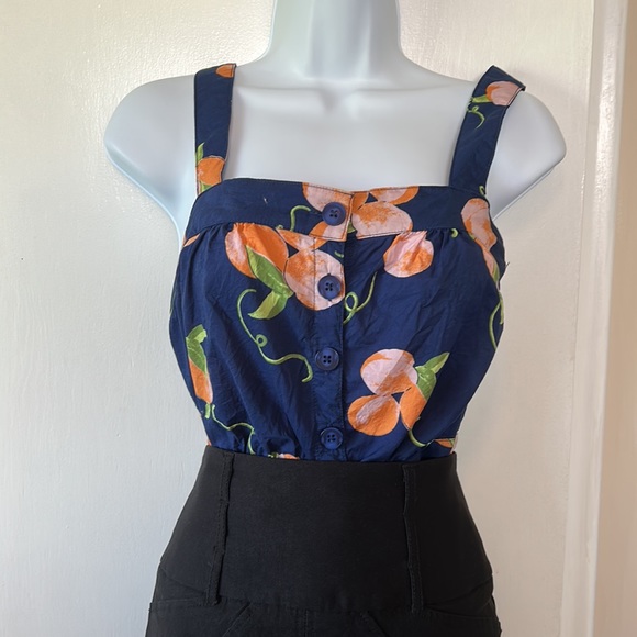 ModCloth - Orange Print Peplum Top - Picture 1 of 7